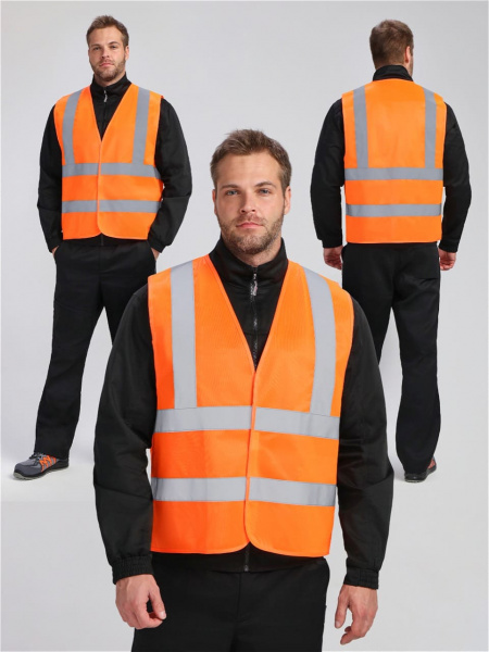 Жилет сигнальный "Base" СОП-4, оранжевый (тк.Полиэфир,100)